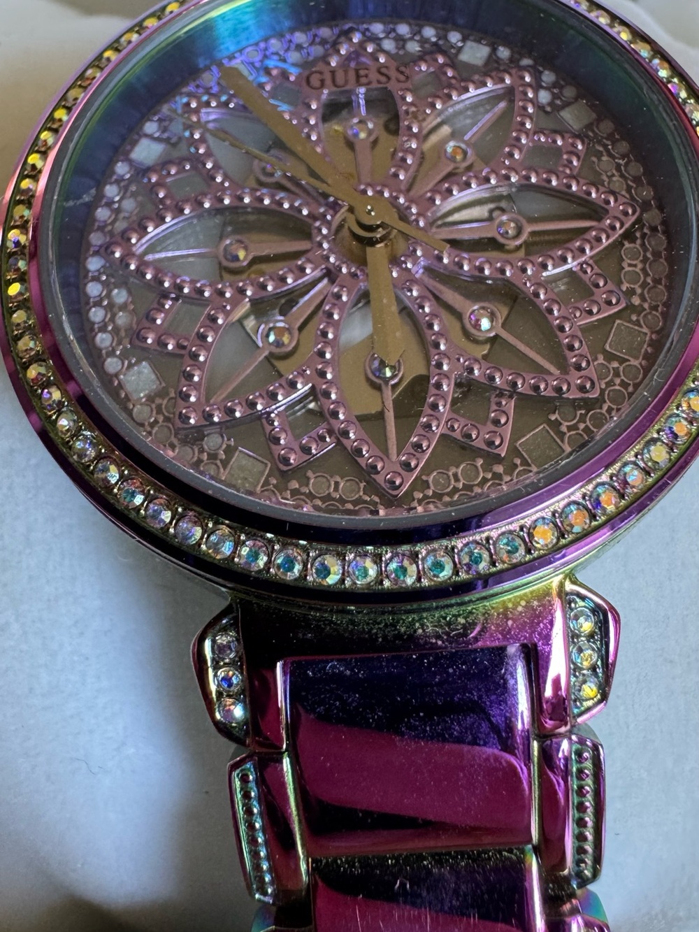 Guess Holographic Crystal Watch NWT | Purple Iridescent, Retail $160